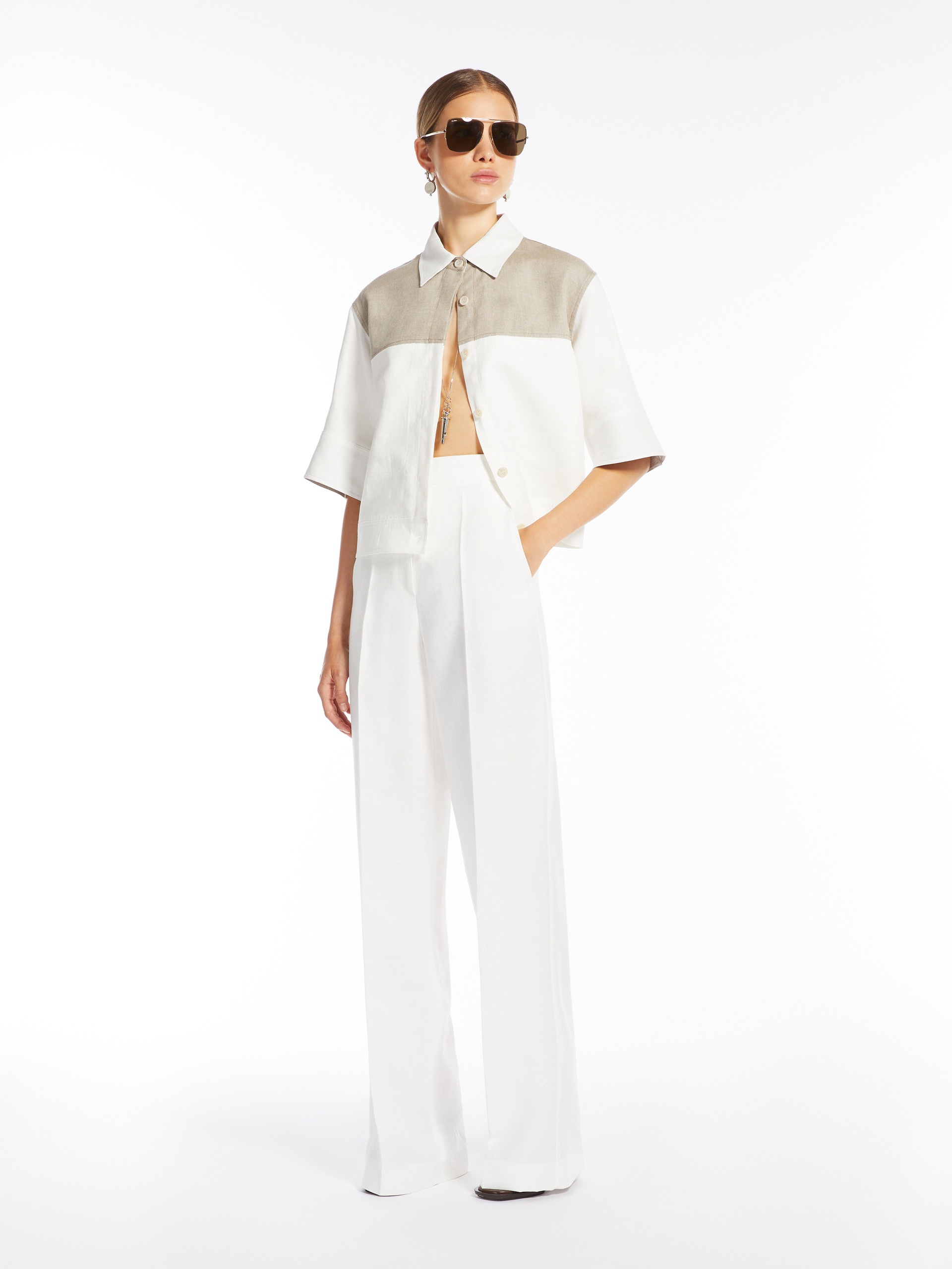 RADIOSO Linen canvas cropped blouse - 2