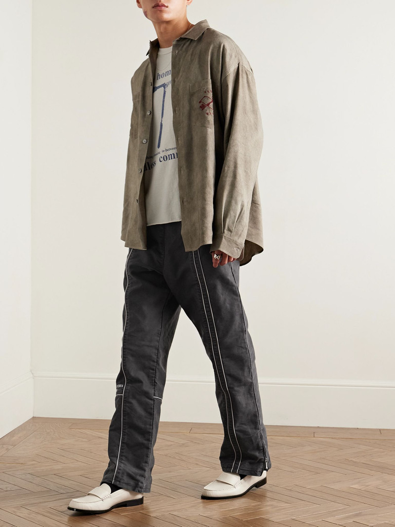 Enfants Riches Déprimés Straight-Leg Logo-Embroidered Panelled Cotton Track Pants Black outlook
