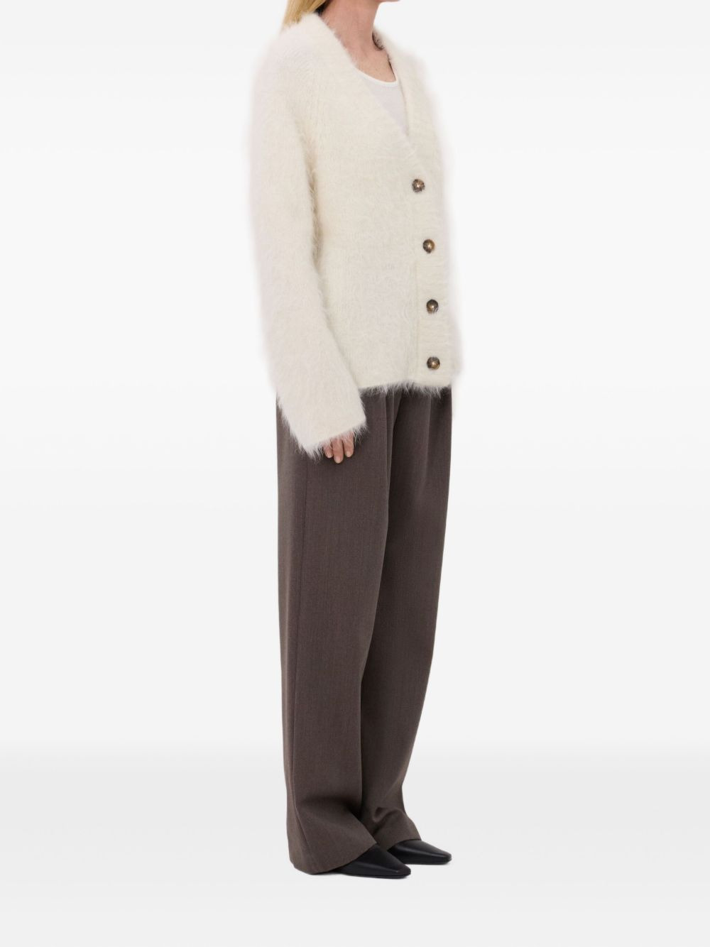 LYNN hairy V-neck cardigan - 3
