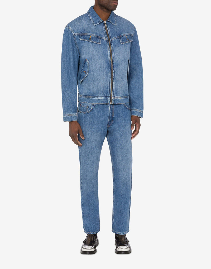 Moschino BLUE DENIM JACKET WITH ZIP outlook