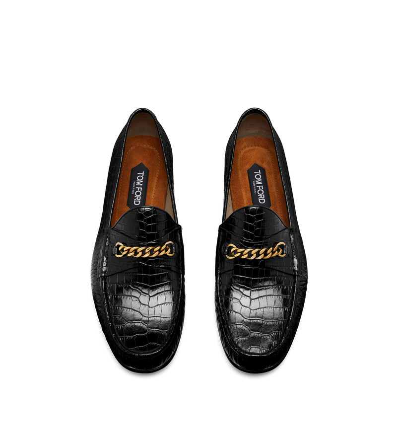 TOM FORD PRINTED CROC YORK CHAIN LOAFER outlook
