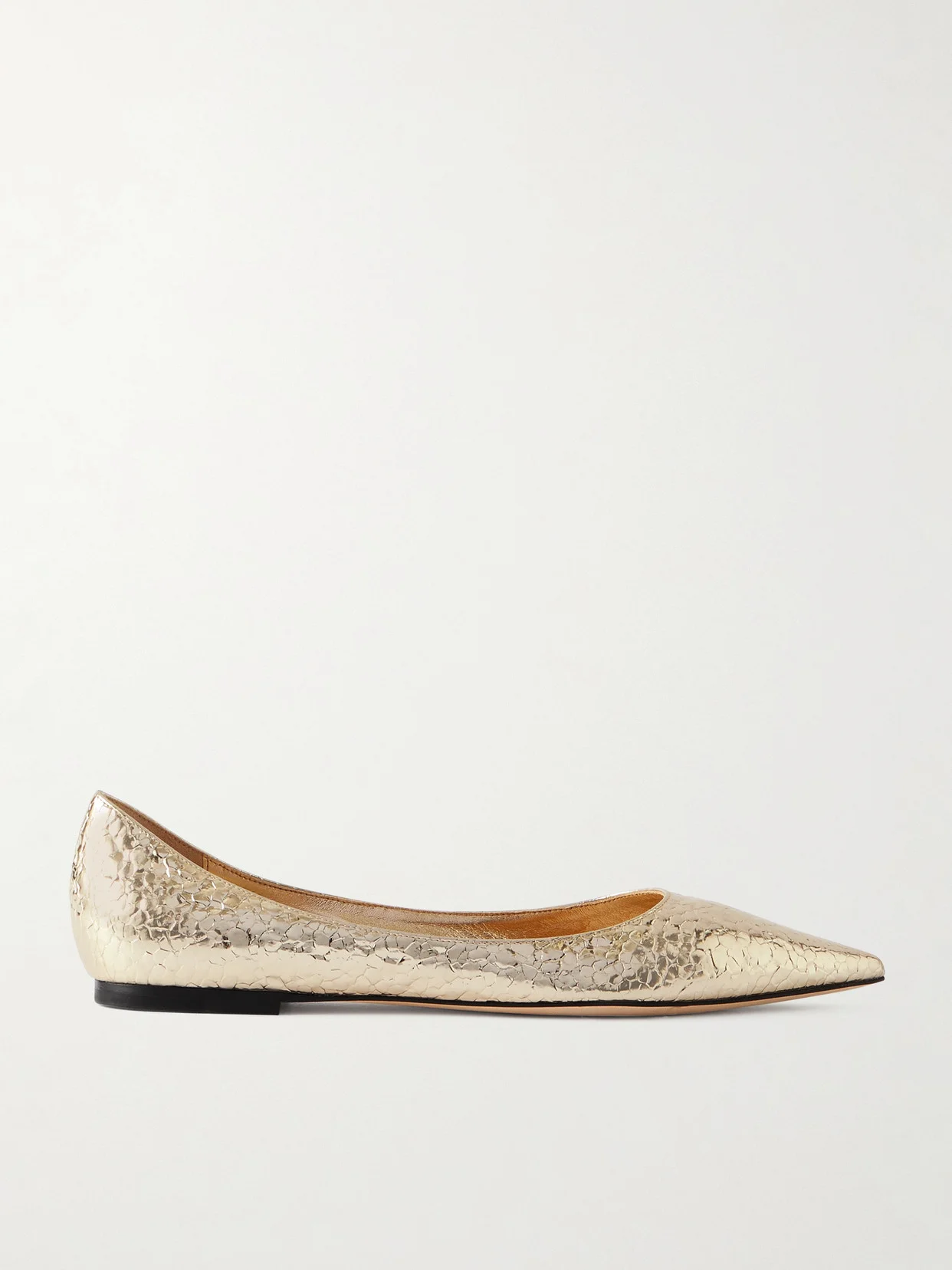 Love Metallic Cracked-leather Ballet Flats - 1