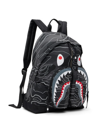 A BATHING APE® Black Layered Line Camo Shark Backpack outlook