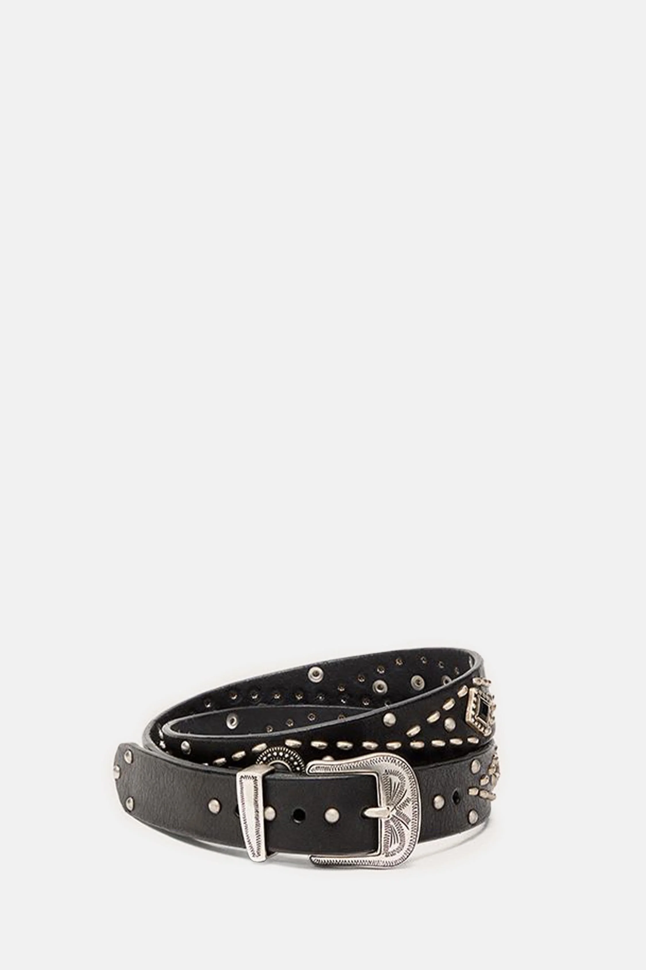 BELT WITH STUDS IN WASHED LEATHER - 1