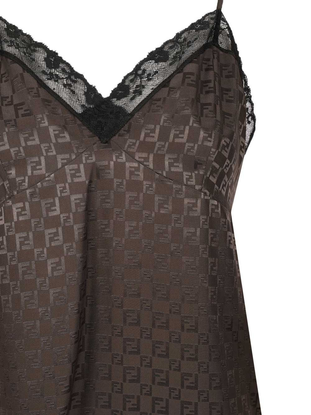 Silk Chess Ff With Lace Lingerie Top Tops Brown - 3