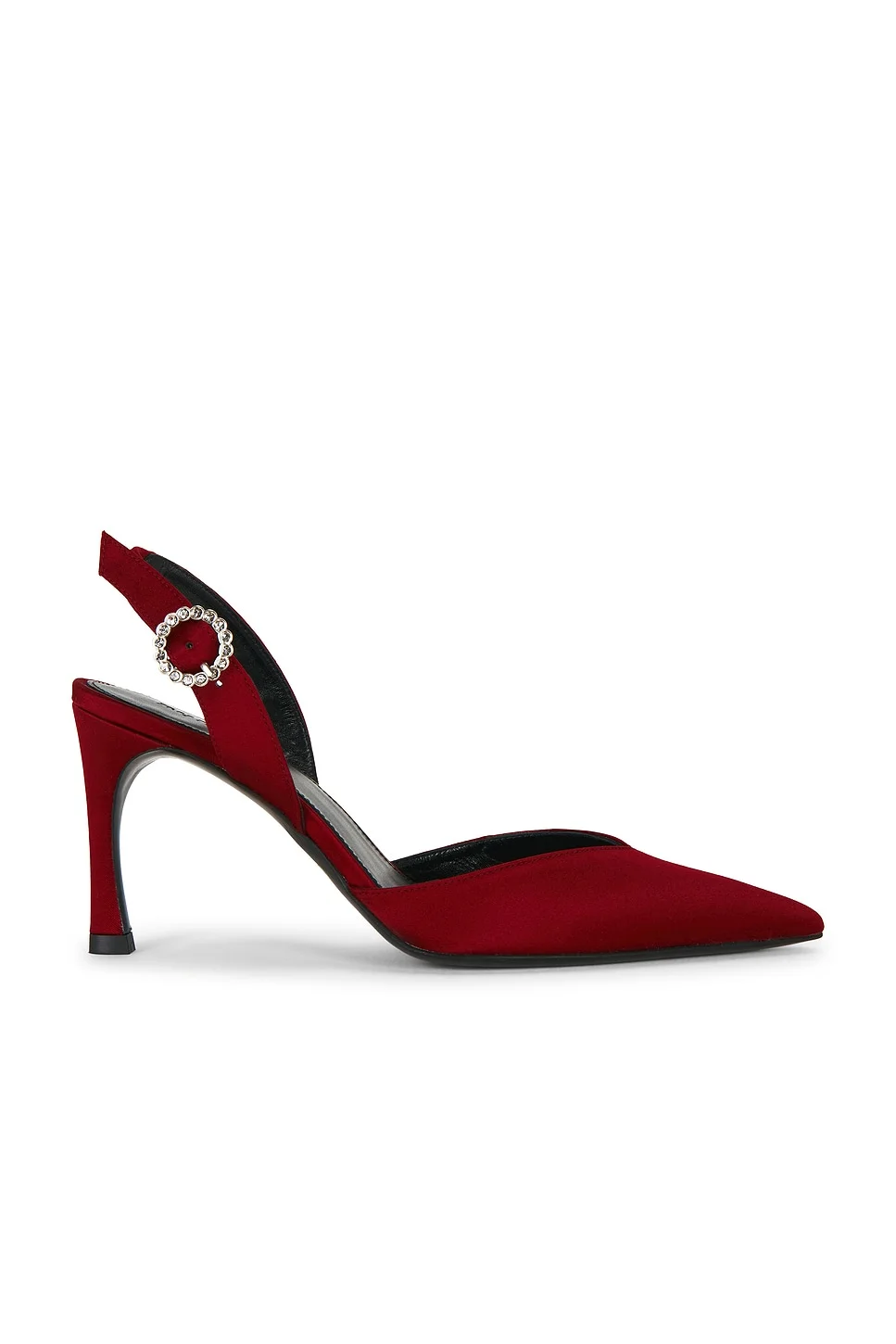 Slingback High Heel Satin Pump - 1