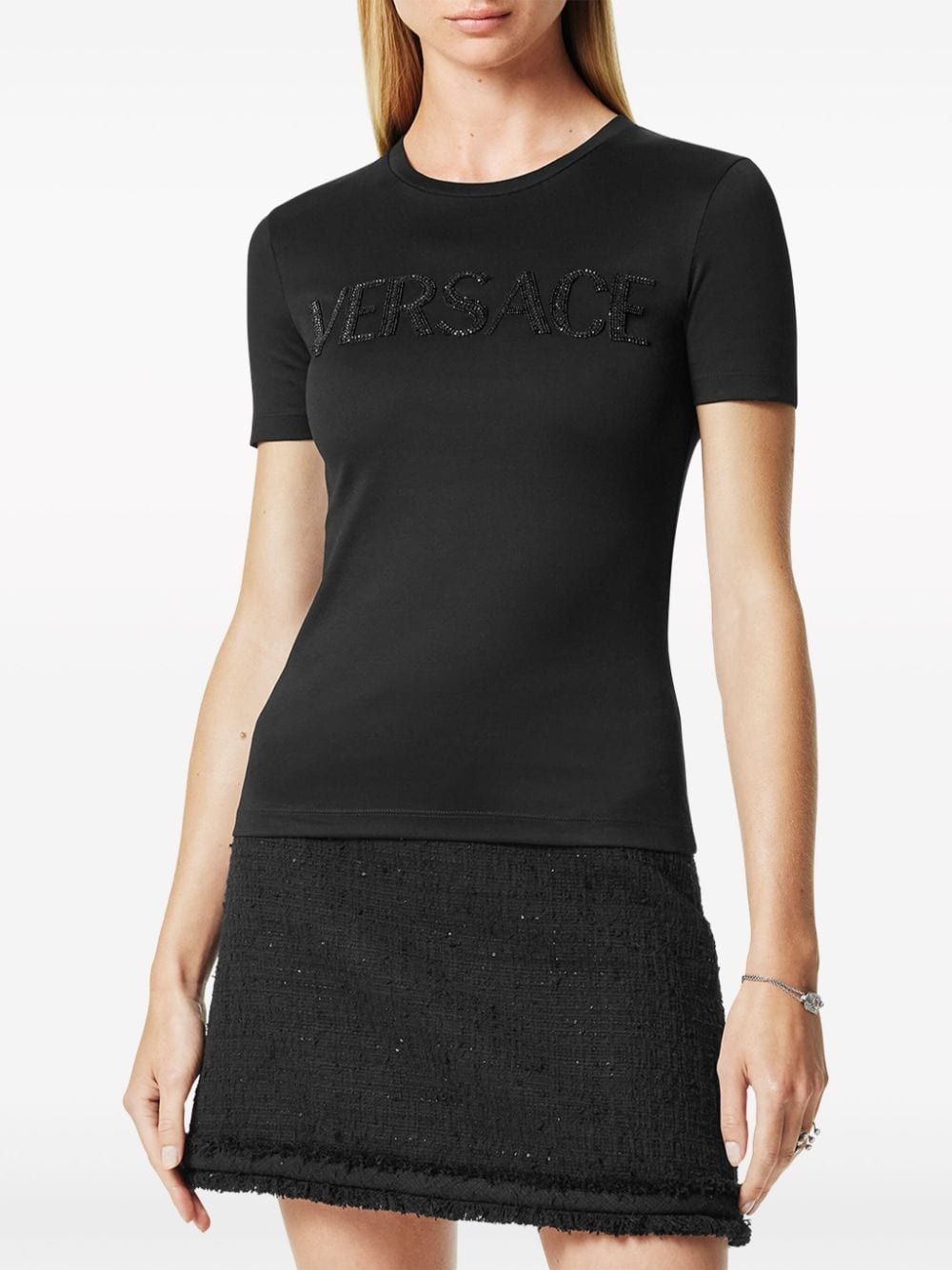 logo crystal-embellished cotton T-shirt - 3