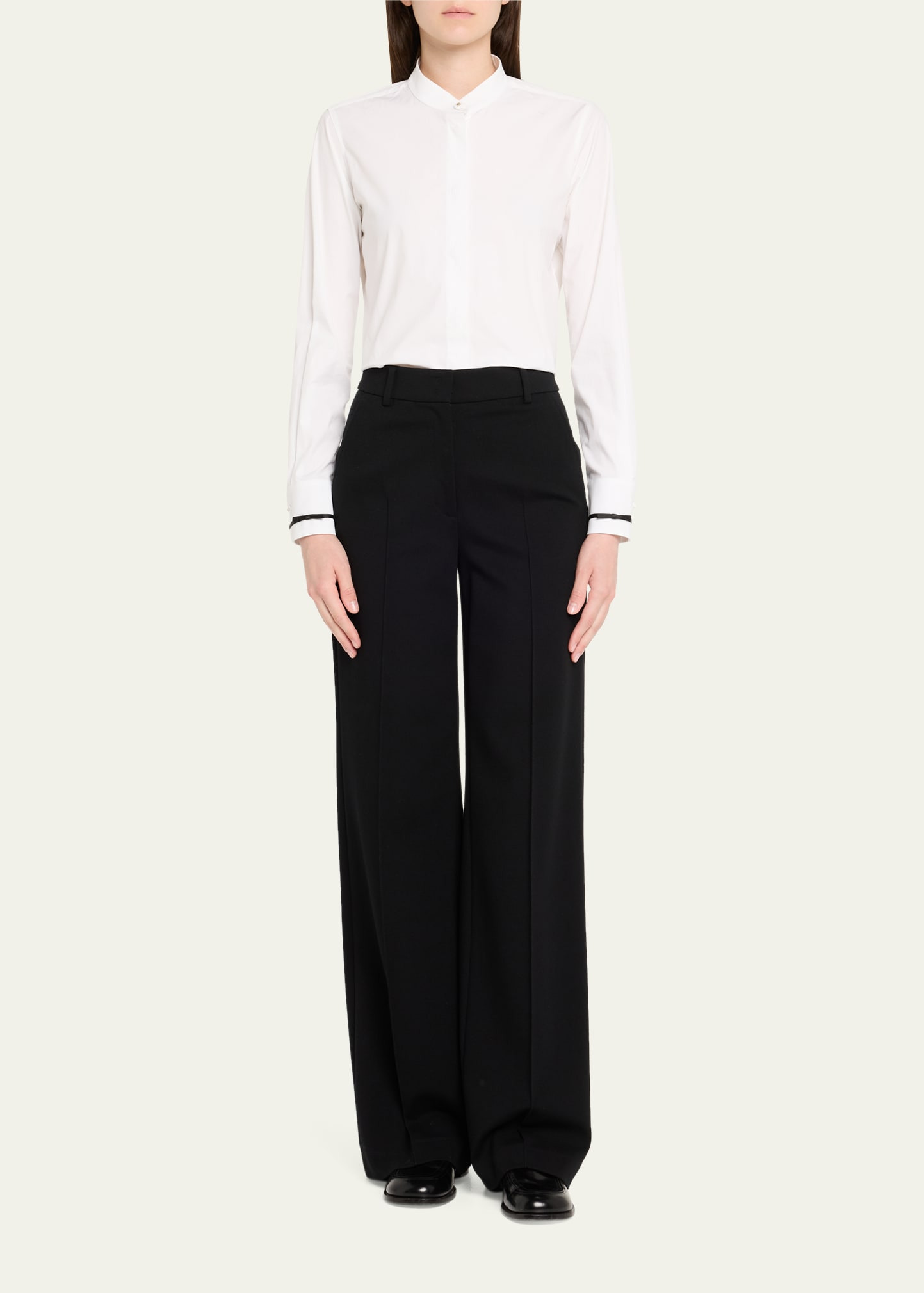 Otranto Mandarin Collar Cotton Blouse - 2