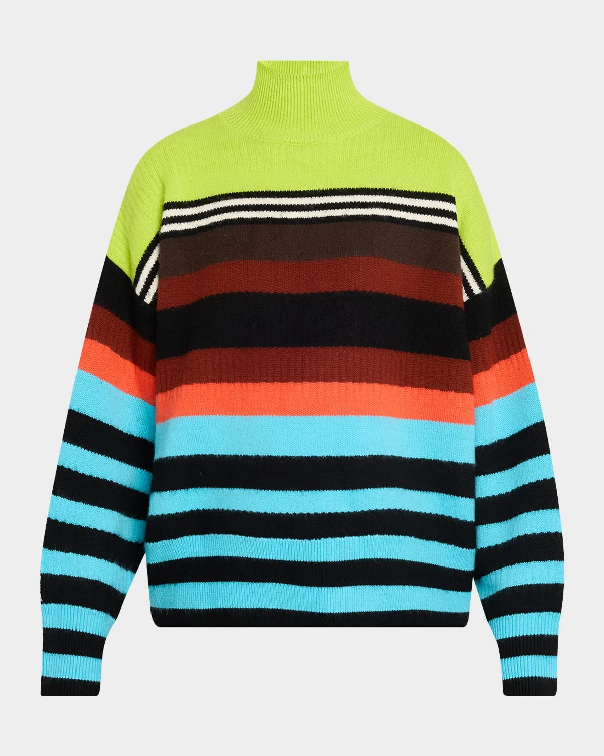 Striped Brushed Wool Turtleneck Sweater - 1
