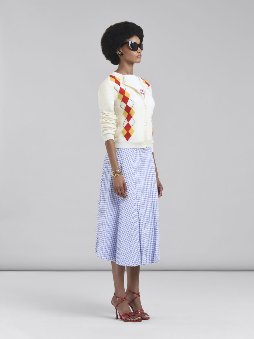 WHITE JERSEY COTTON T-SHIRT WITH CHECKED MARNI LOGO - 5