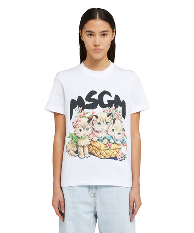 MSGM T-Shirt with "basket of cats" graphic outlook