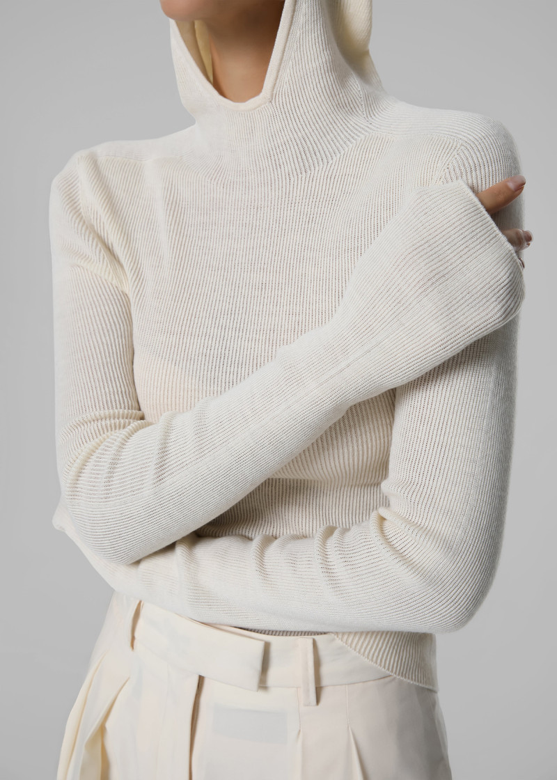 Danae Hooded Knit Top - Off White 1