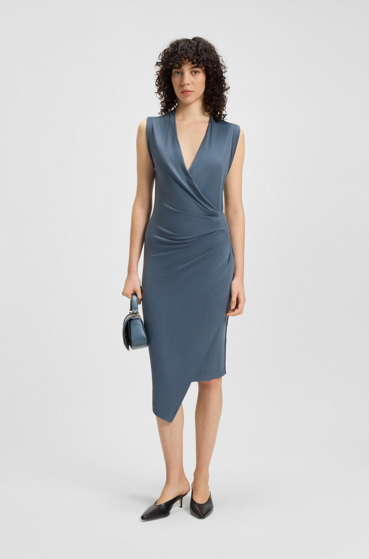 WRAP-FRONT DRESS WITH GATHERED DETAILS - 3