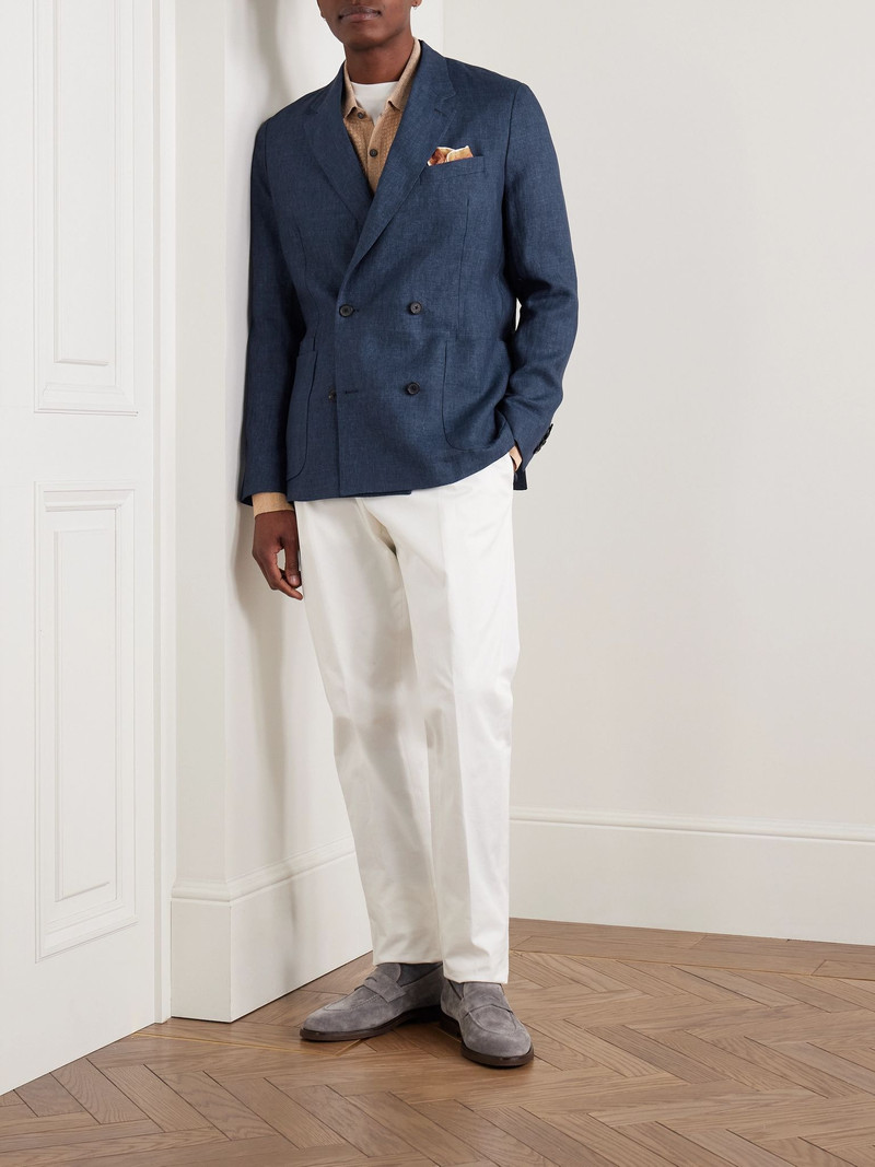 Paul Smith Delave Unstructured Double-Breasted Linen Blazer Navy outlook