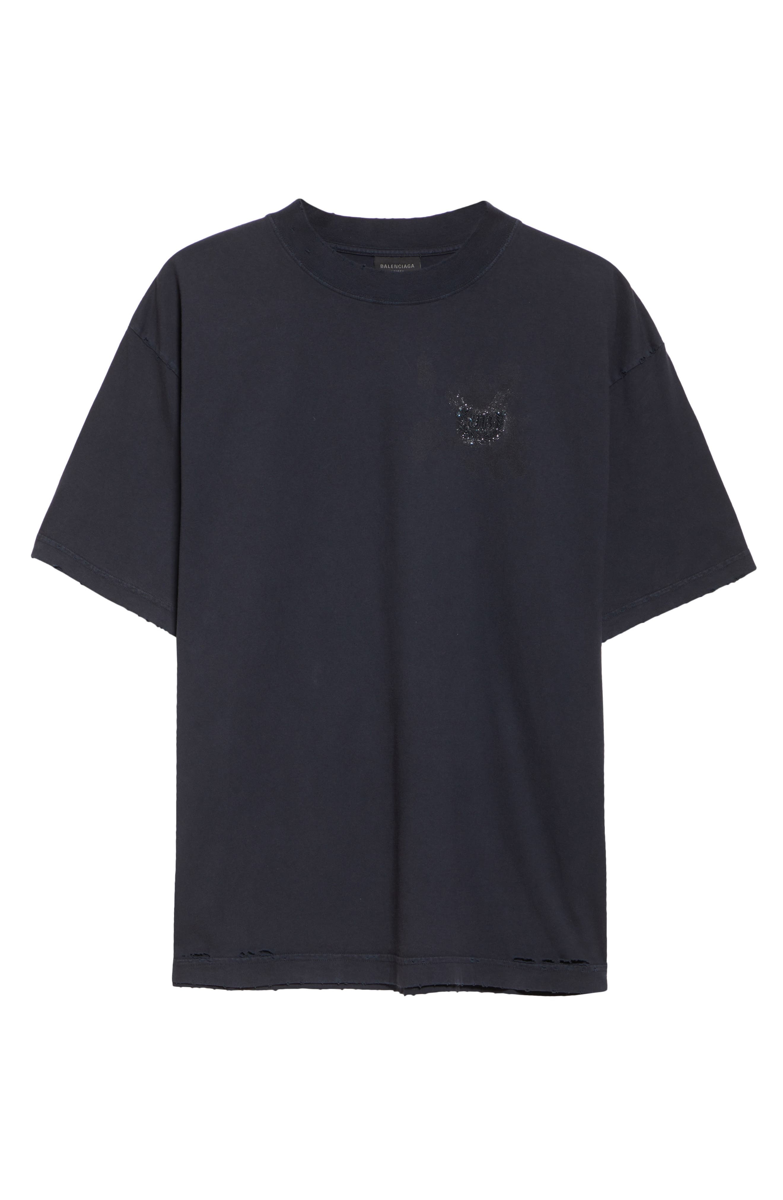 Balenciaga Medium Fit Nail Polish Distressed Logo Graphic T-Shirt in 1041 Faded Washed Black at Nord - 6