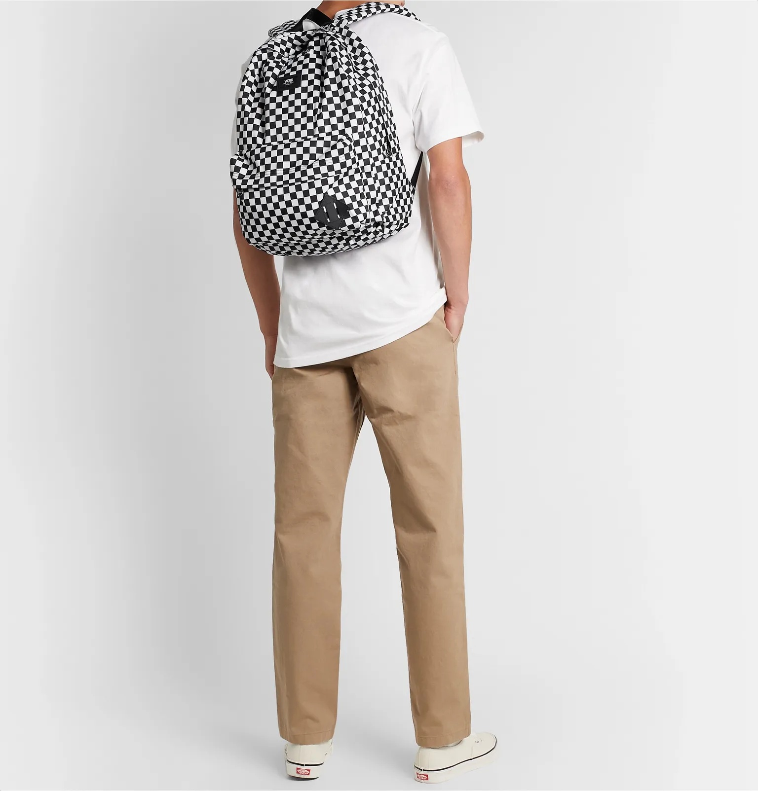 Logo-Appliquéd Leather-Trimmed Checkerboard Nylon Backpack - 2