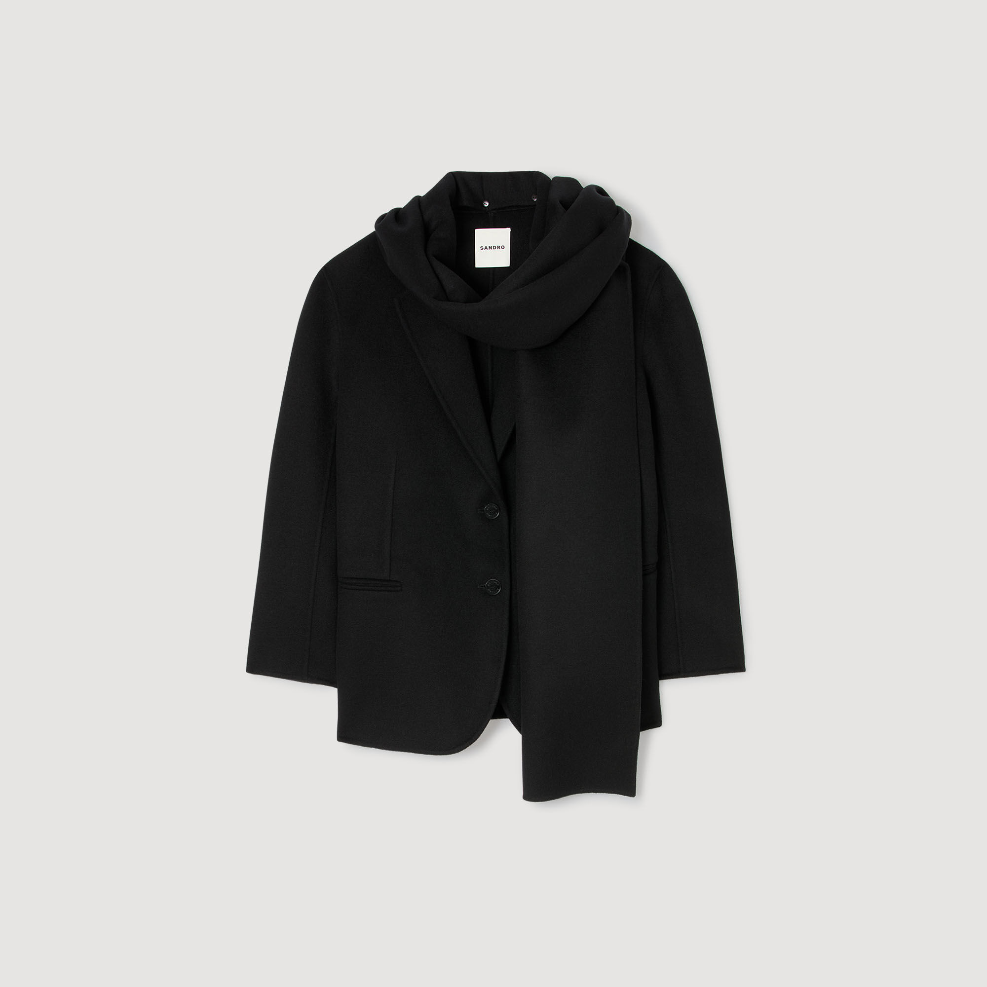 SHORT COAT WITH REMOVABLE SCARF - 6