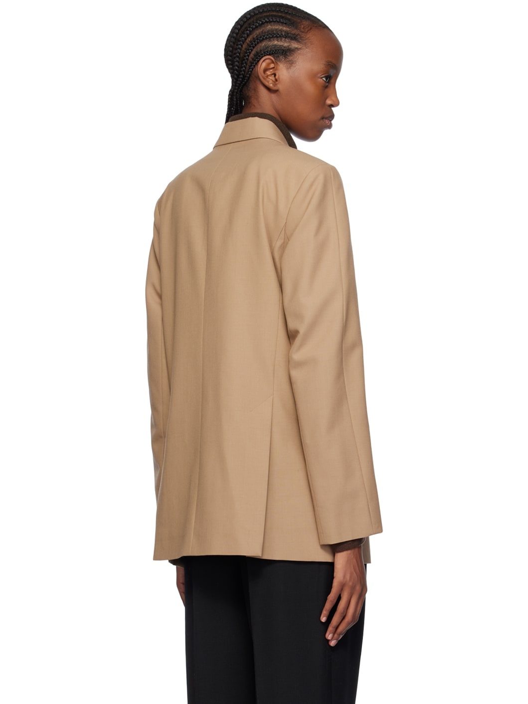 Tan Double-Breasted Blazer - 3
