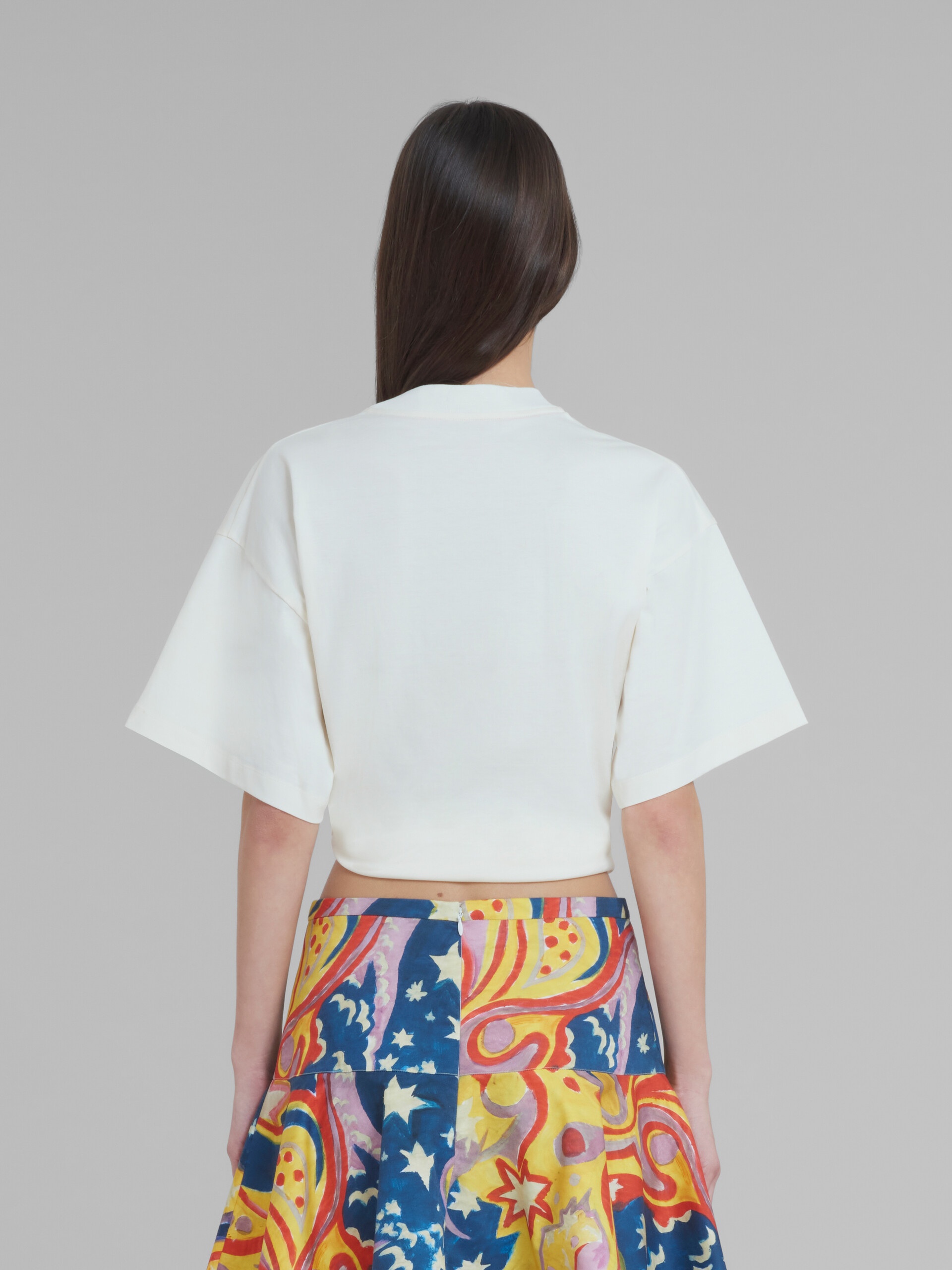 MARNI X NO VACANCY INN - WHITE T-SHIRT IN BIO COTTON JERSEY WITH KNOT - 3