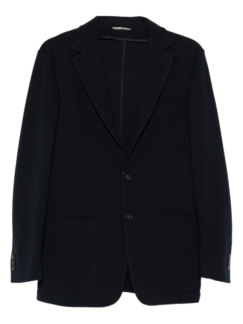 patch-pocket knitted blazer 1