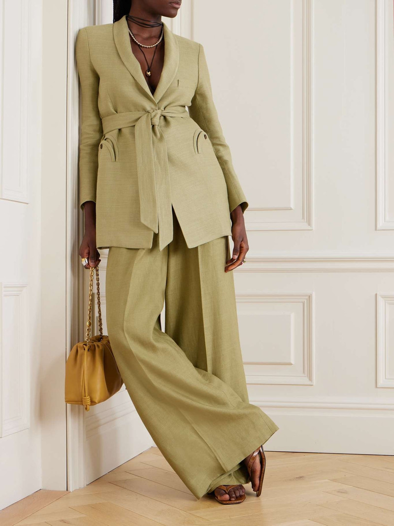 BLAZÉ MILANO Husi pleated linen and silk-blend wide-leg pants outlook