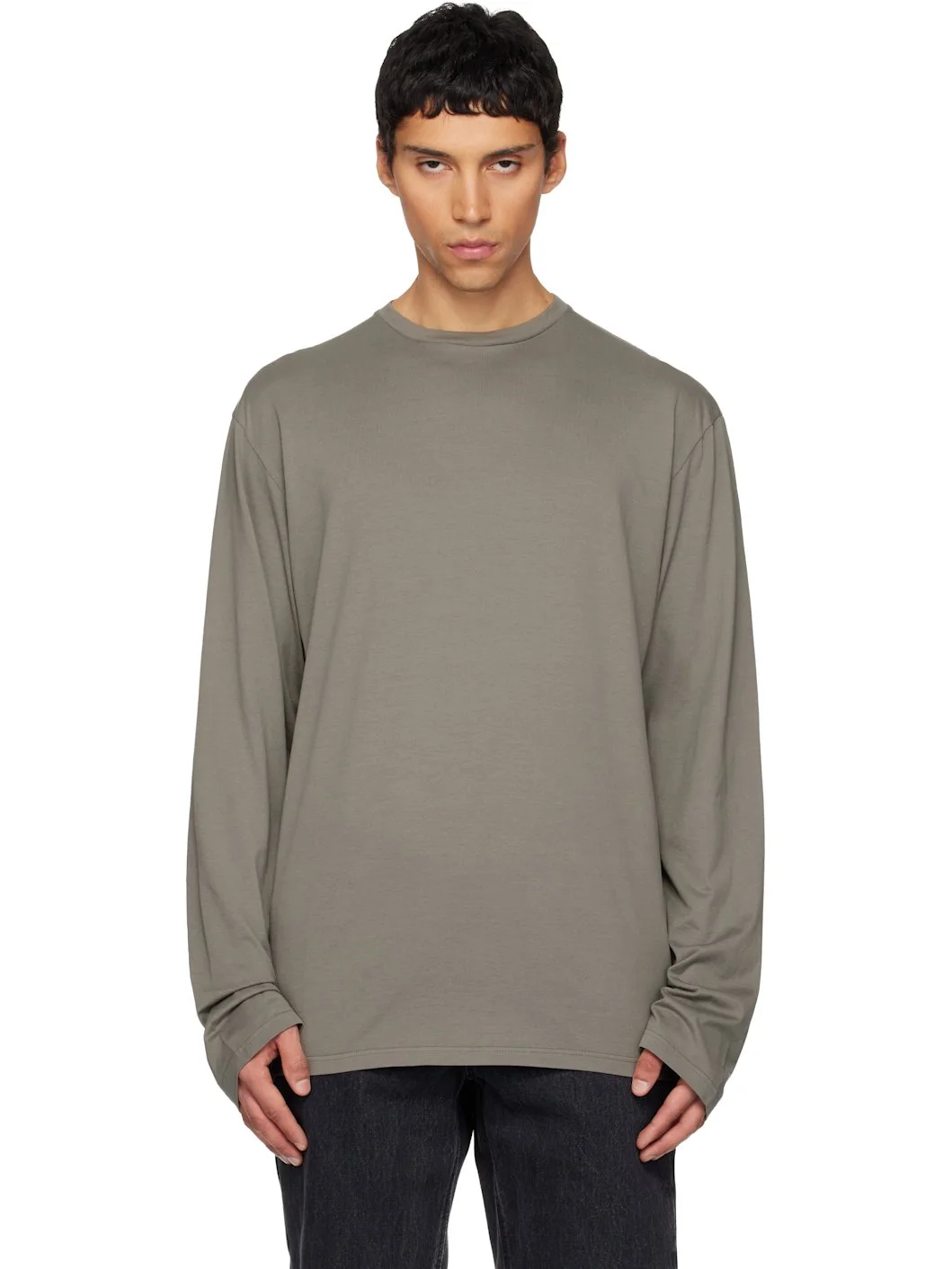 Gray Roundneck Jersey Cotton T-shirt - 1