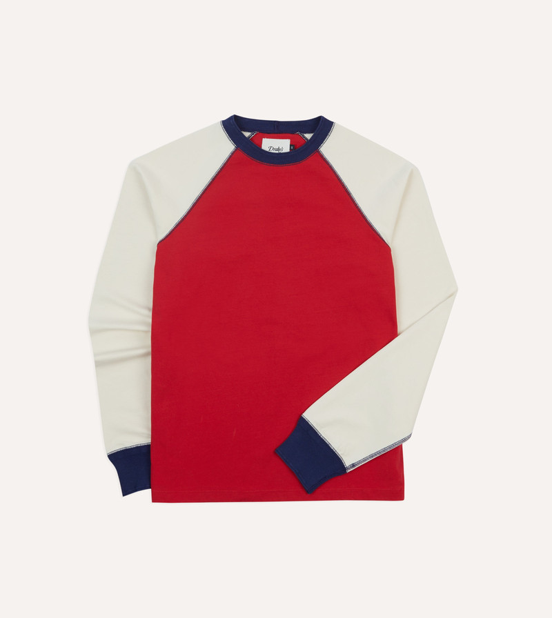 Red and Ecru Long Sleeve Raglan T-Shirt 1