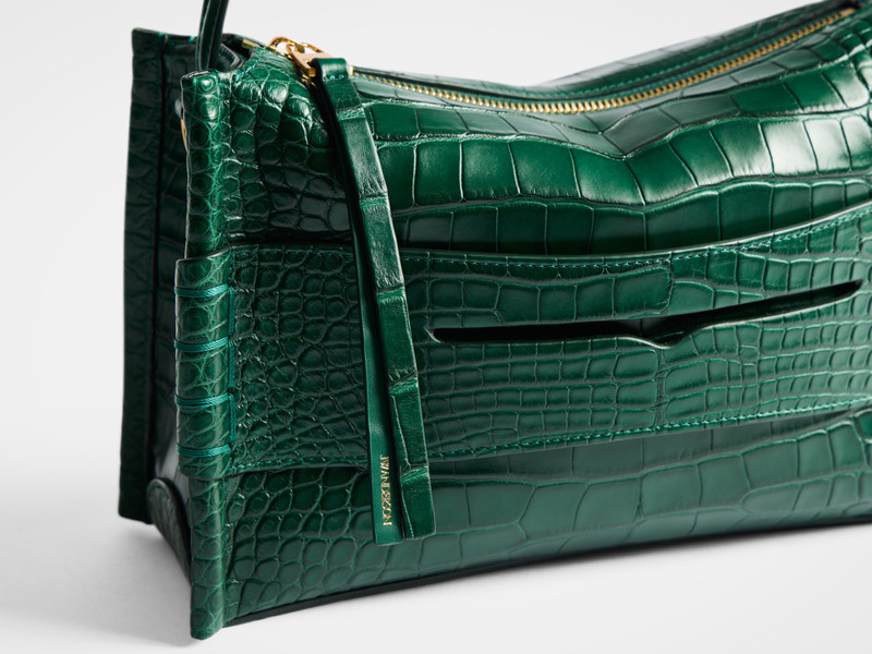LOAFER BAG IN PINE GREEN ALLIGATOR LEATHER 4