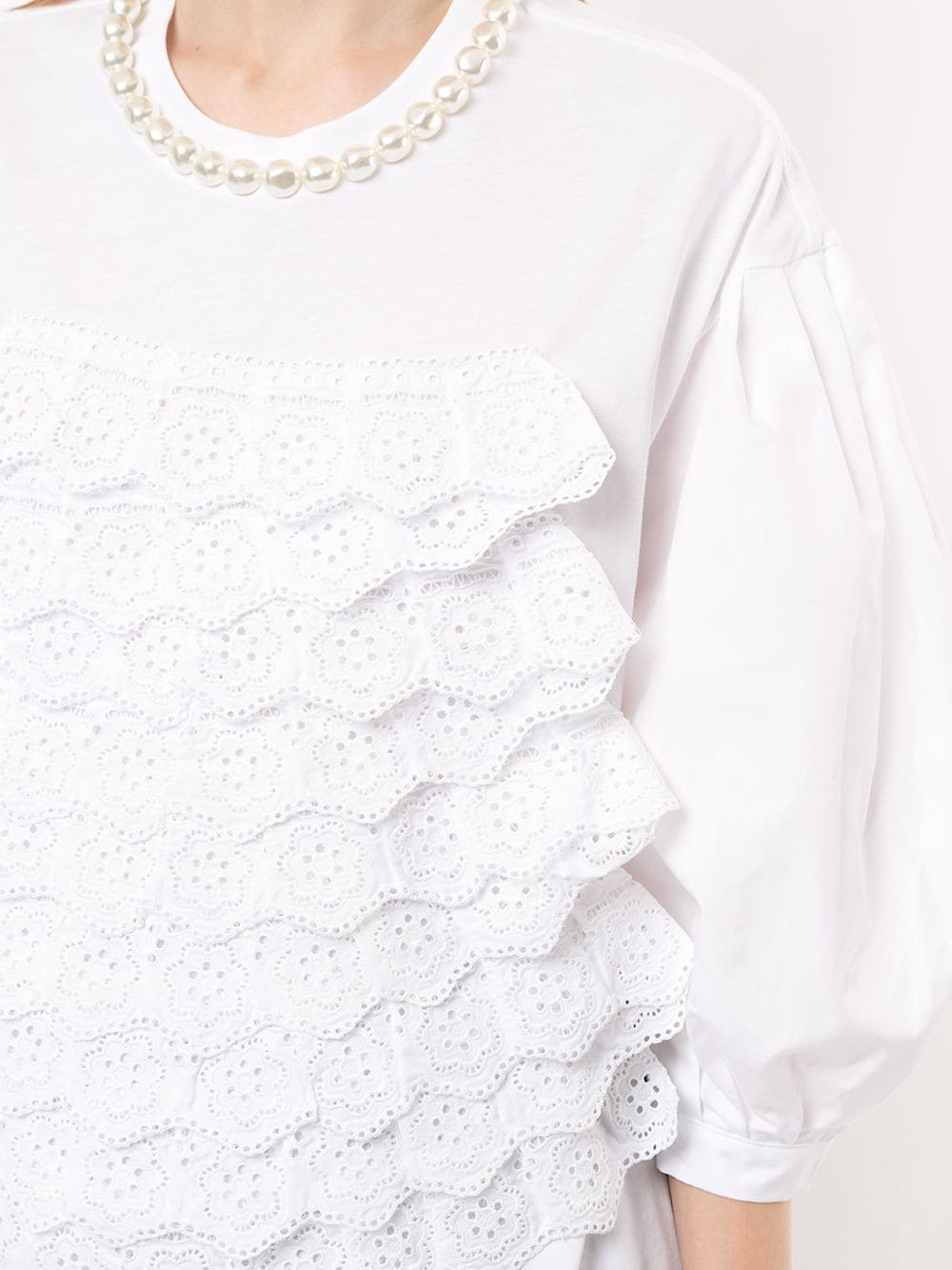 perforated scallop detail blouse - 5