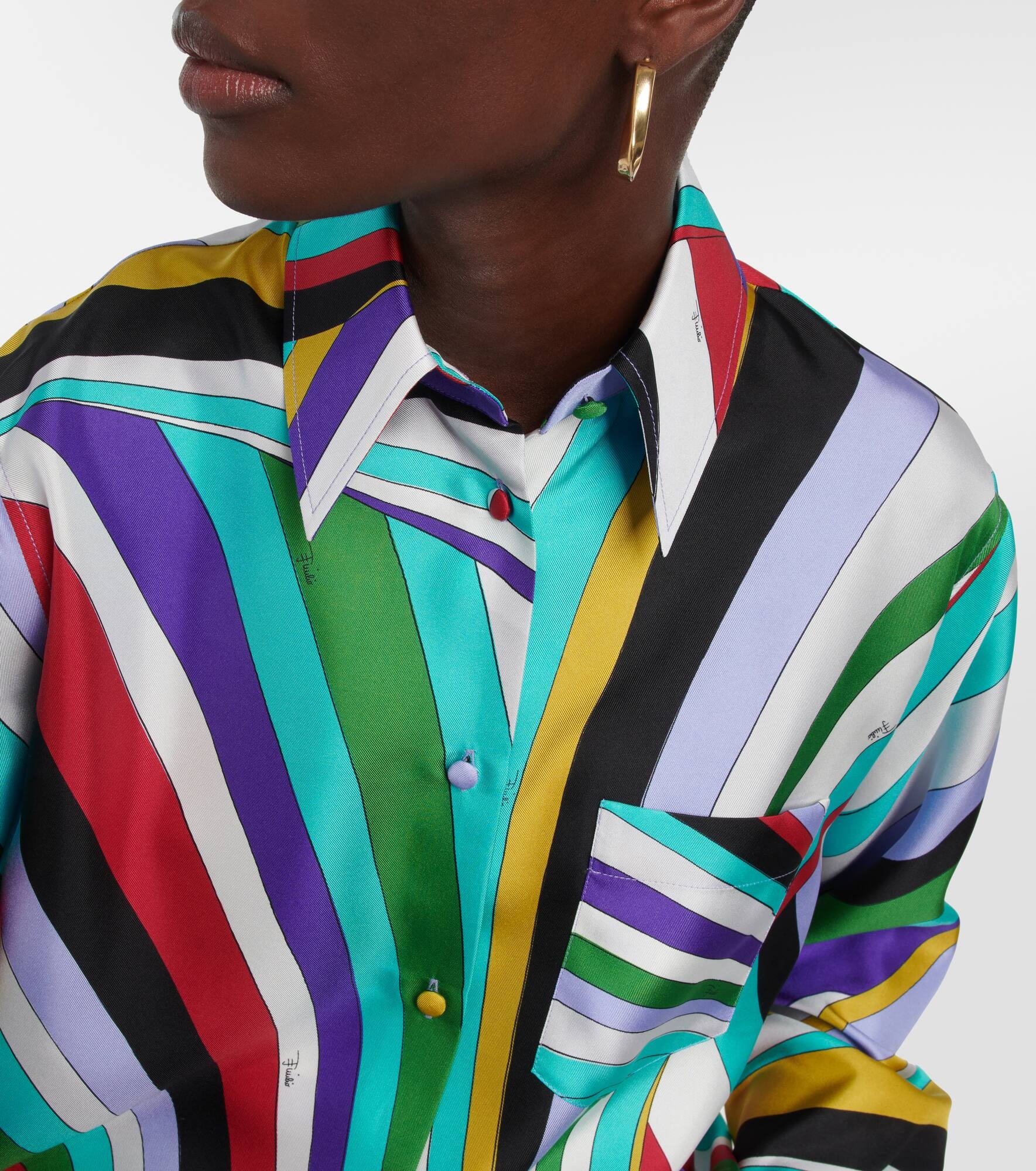 Printed silk-twill shirt - 5