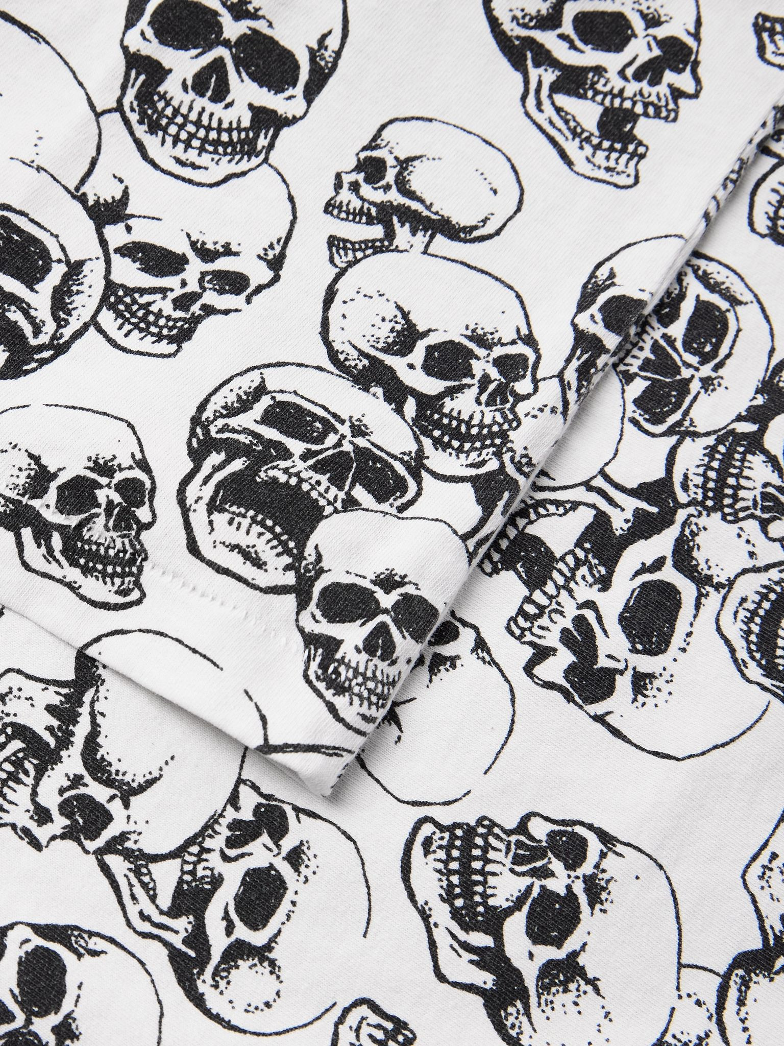 Skull Printed Cotton-Jersey T-Shirt White - 4