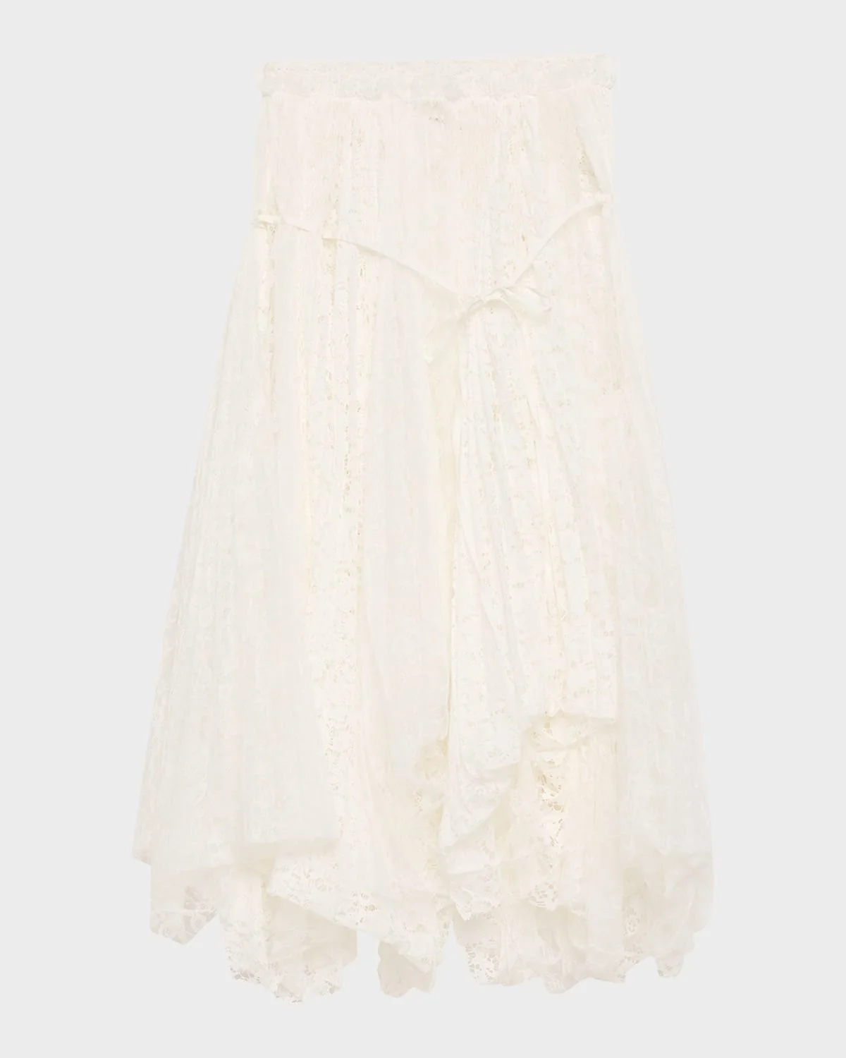 Mixed Lace Asymmetric Midi Skirt - 1