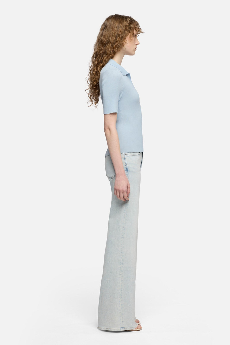 SHORT SLEEVE POLO SWEATER in Sky Blue 6