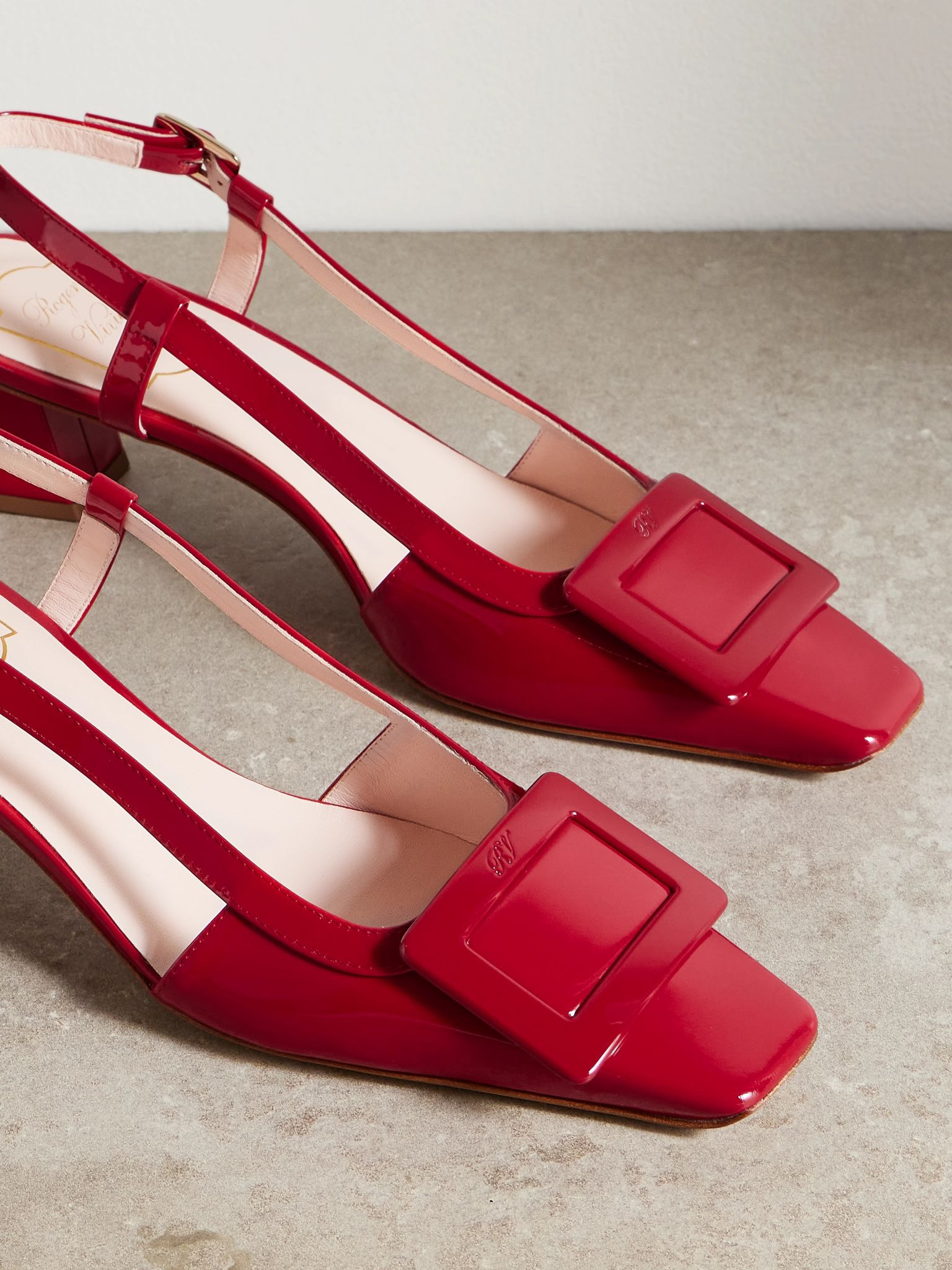 Belle Vivier 45 patent-leather slingback pumps Red - 4