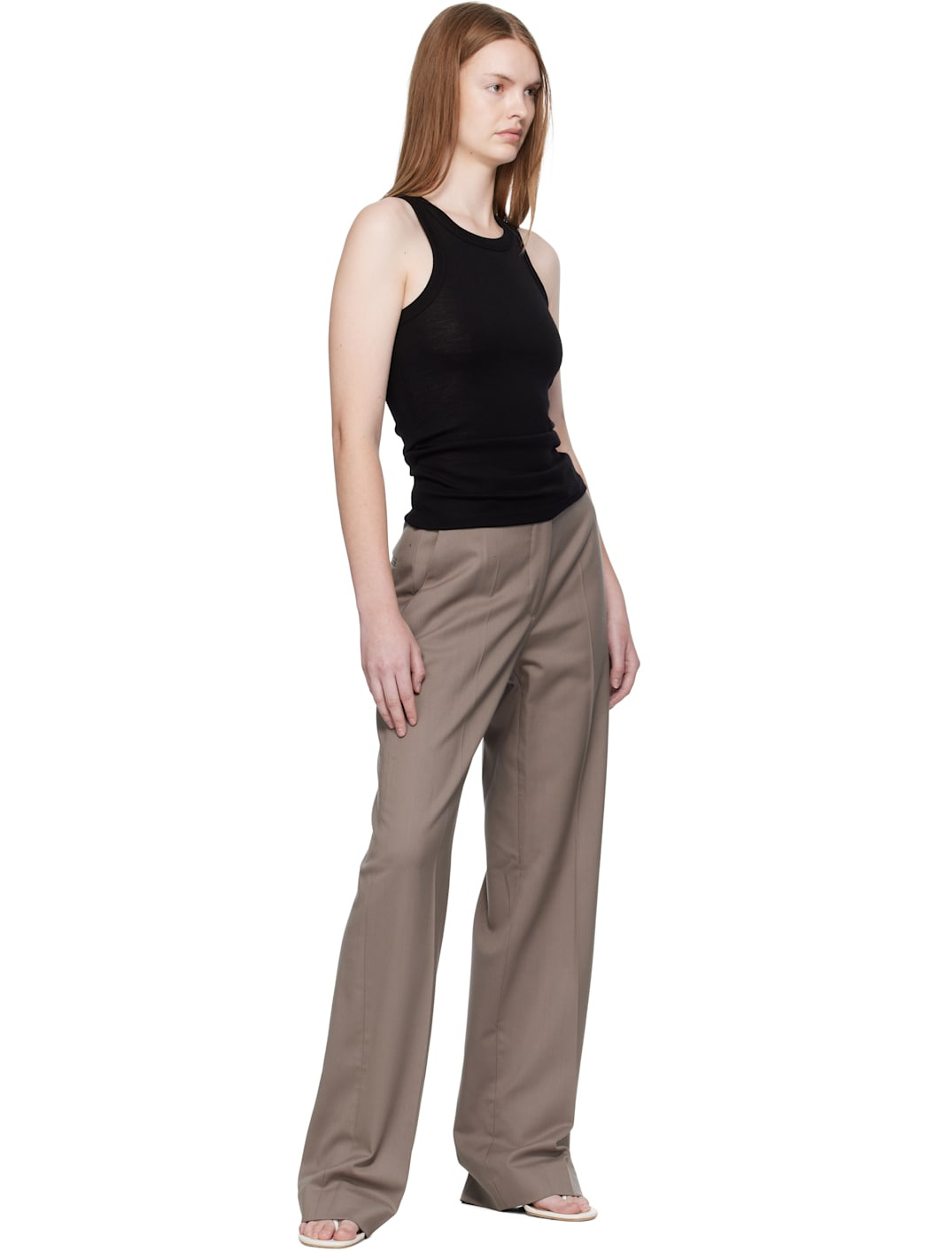 Taupe Lenora Straight Trousers - 4