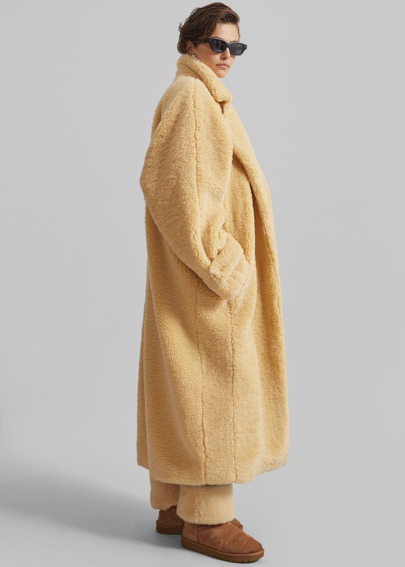 Gresham Faux Shearling Robe Coat - Yellow 7