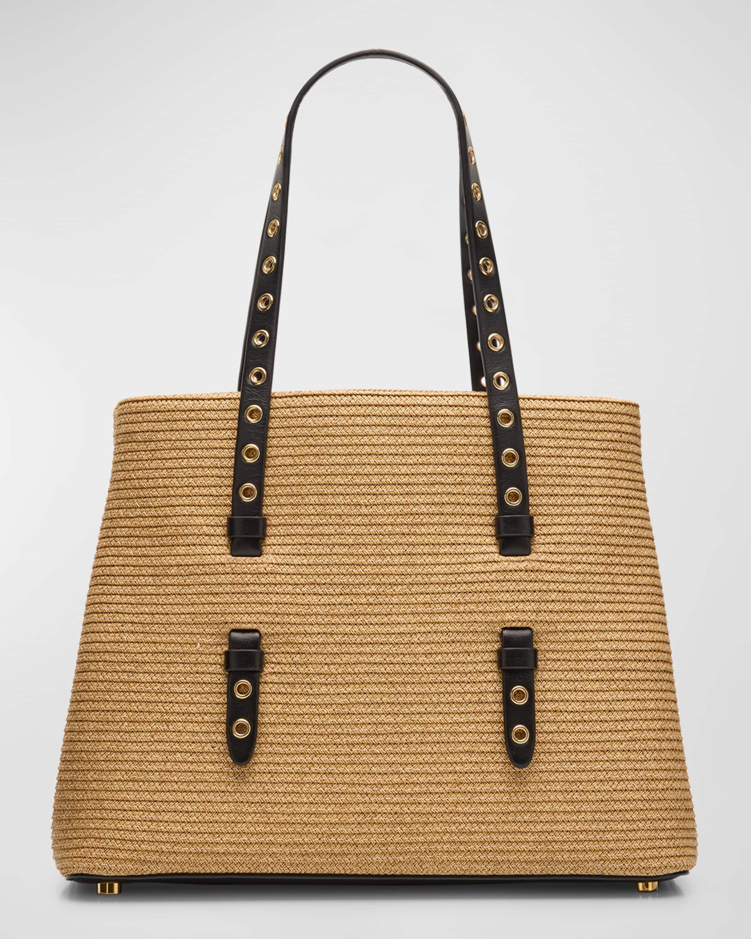 Mina 25 Shoulder Bag in Paper Straw and Leather - 1