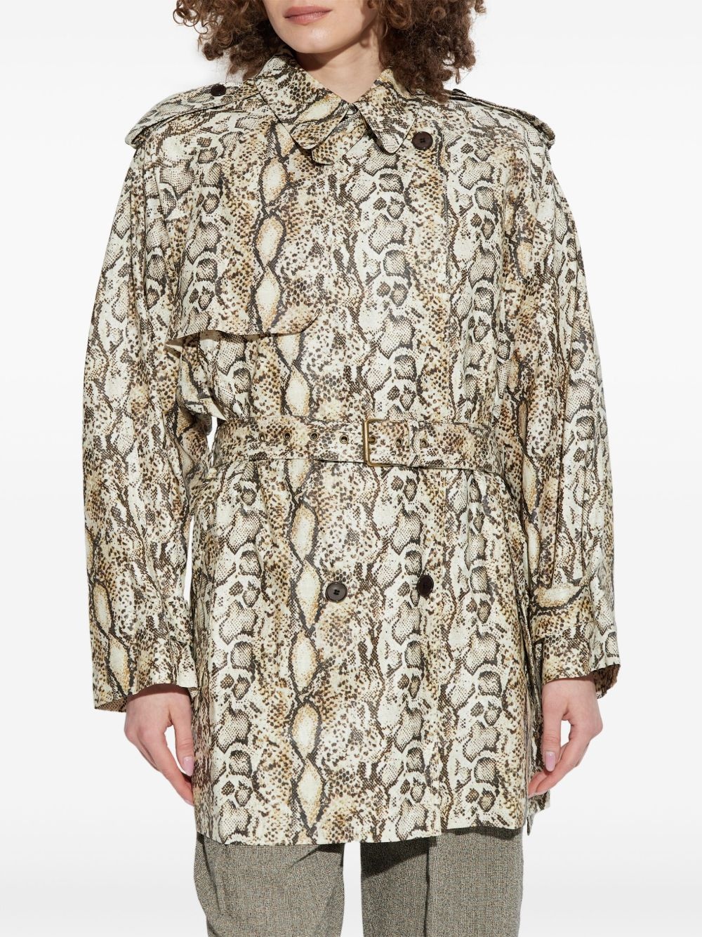 snakeskin-effect trench coat - 2