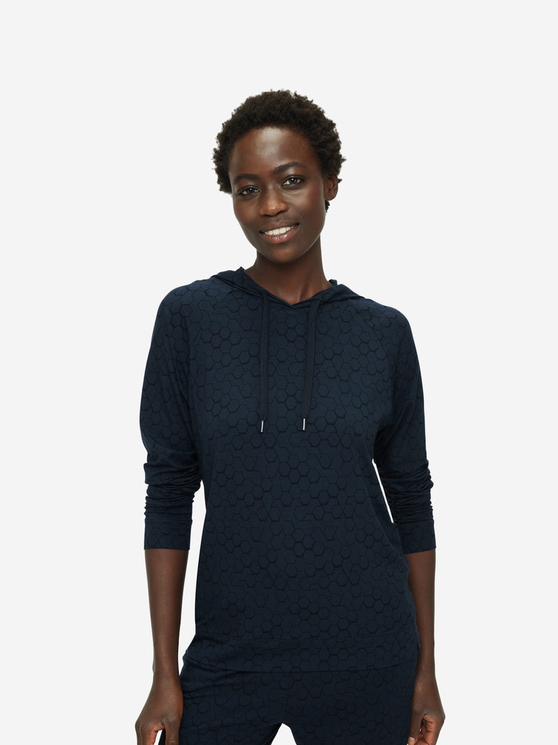 Women's Pullover Hoodie London 6 Micro Modal Stretch Navy - 4