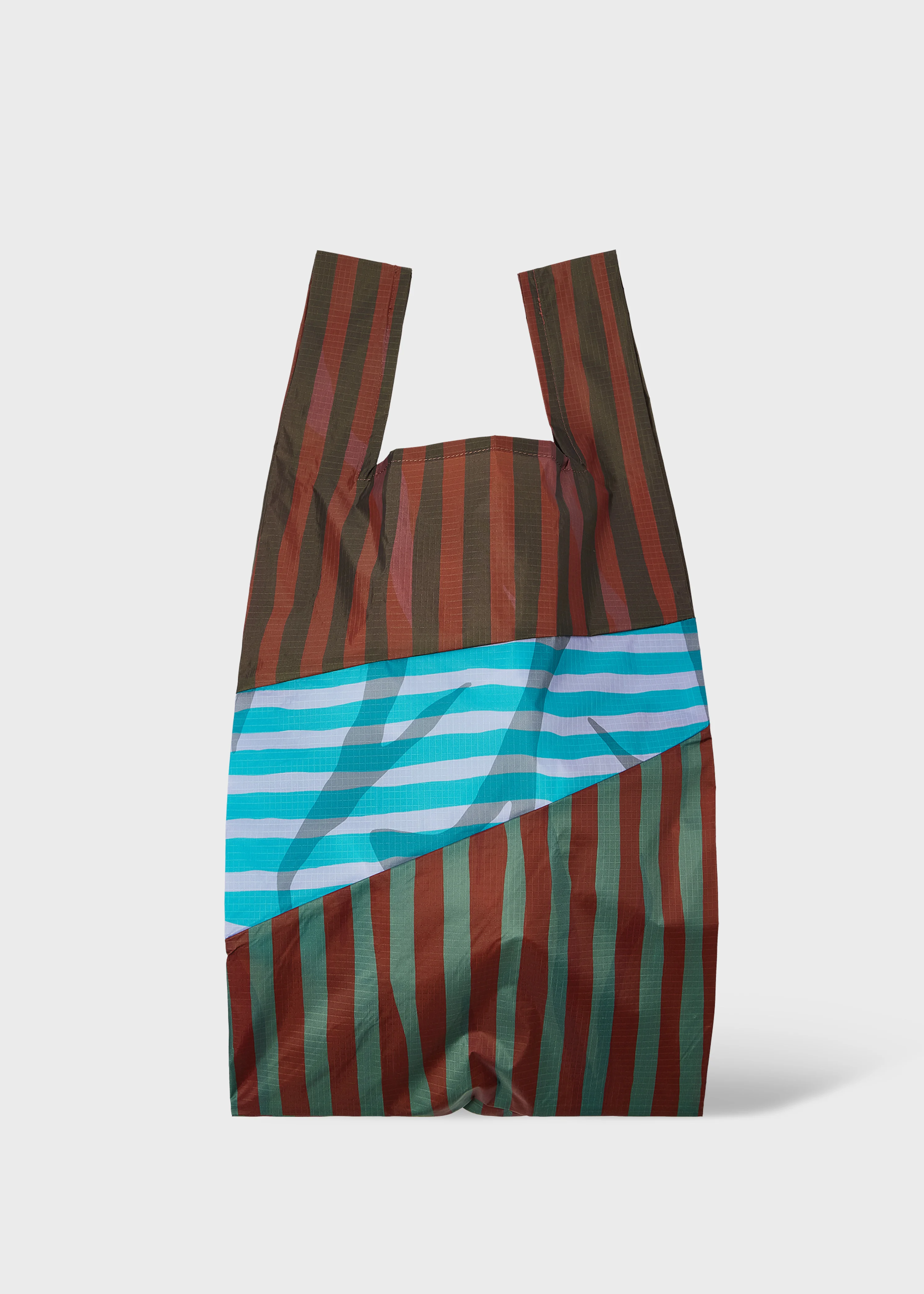 Susan Bijl x Paul Smith - Brown Mixed-Stripe 'The New Shopping Bag' Large - 1