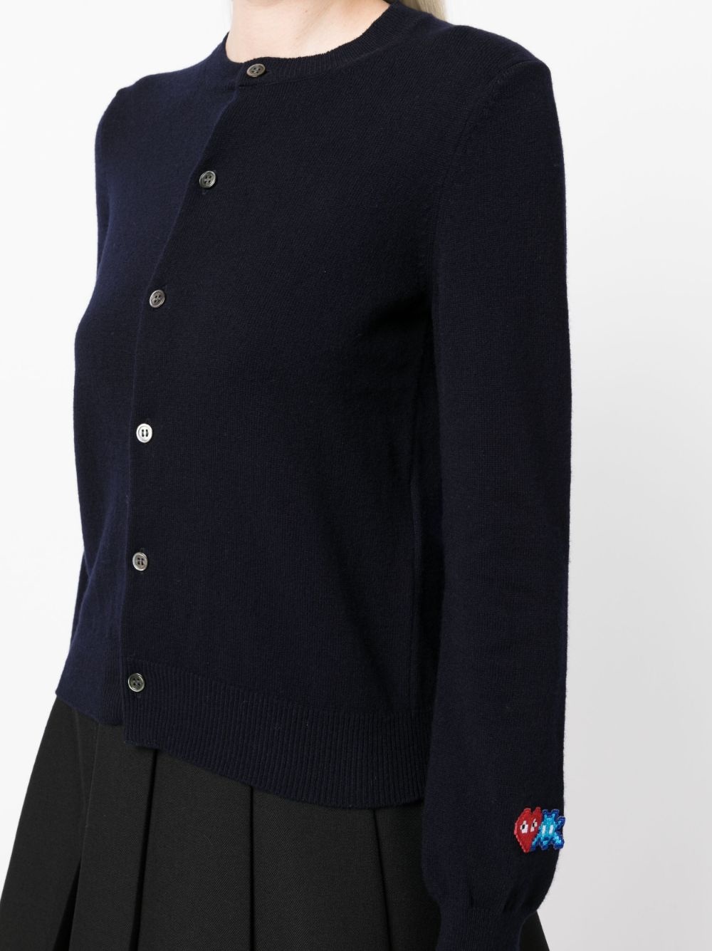 logo-patch wool cardigan - 5