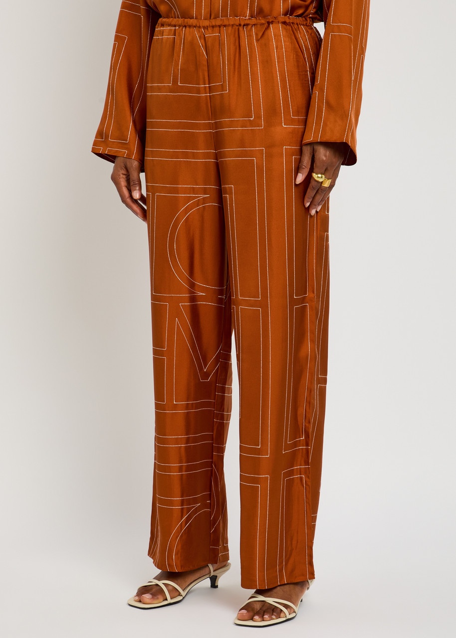 Toteme Logo-embroidered Silk-satin Trousers - 2