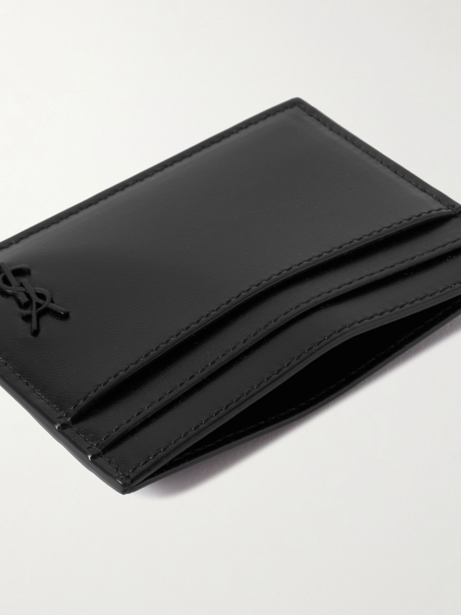 Cassandre Logo-Appliquéd Leather Cardholder Black - 4