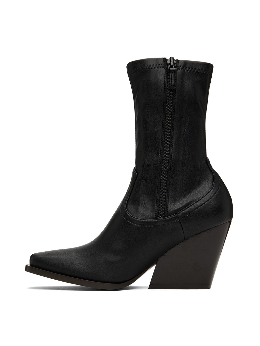 Black Faux-Leather Cowboy Boots - 3