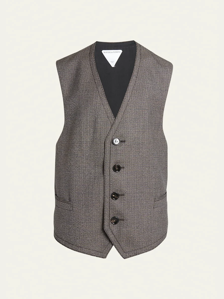 Classic Wool Houndstooth Vest - 1