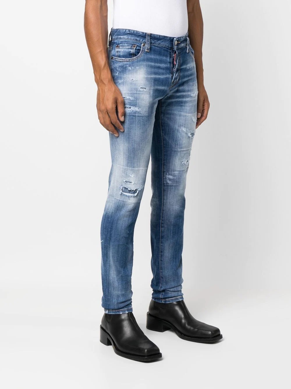 distressed-finish slim-fit jeans - 3