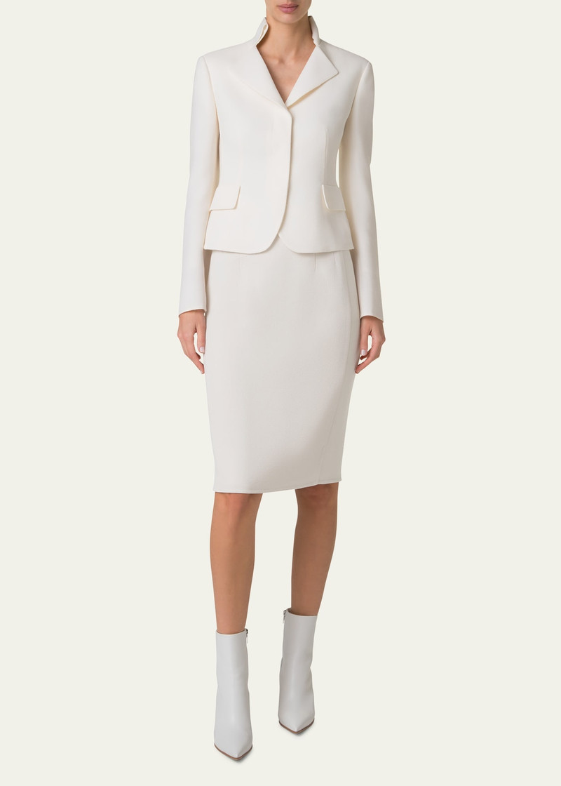 AKRIS Double-Face Wool Crepe Pencil Skirt outlook