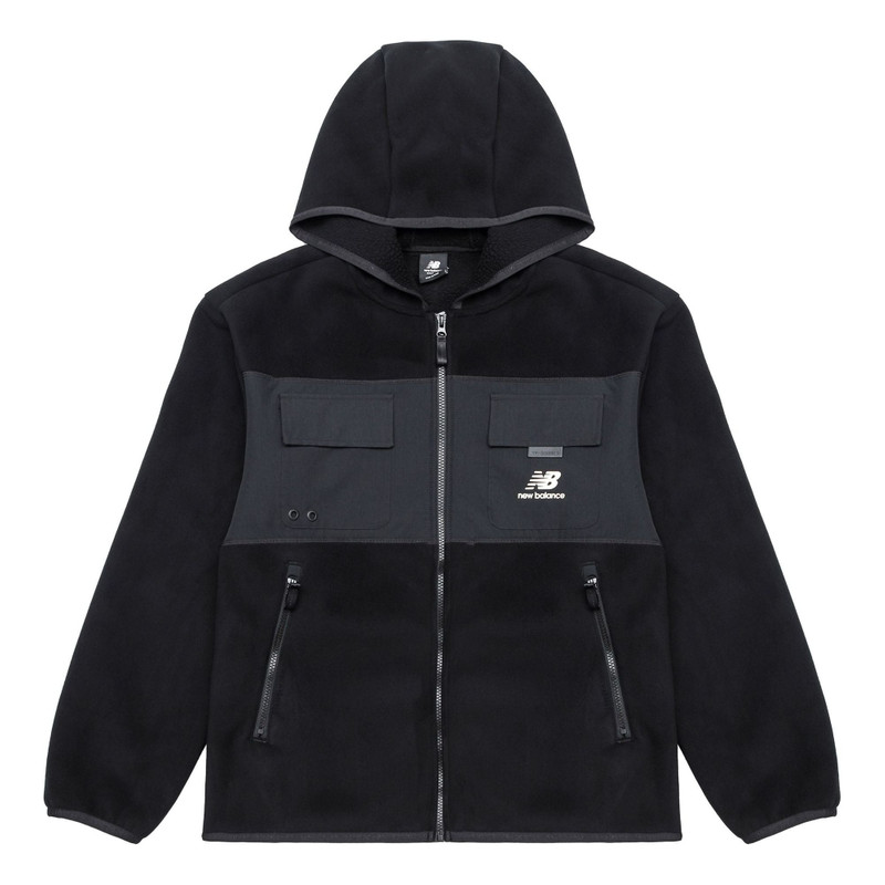 New Balance Alphabet Splicing Contrasting Colors Hooded Jacket 'Black' AMJ13382-BK - 1