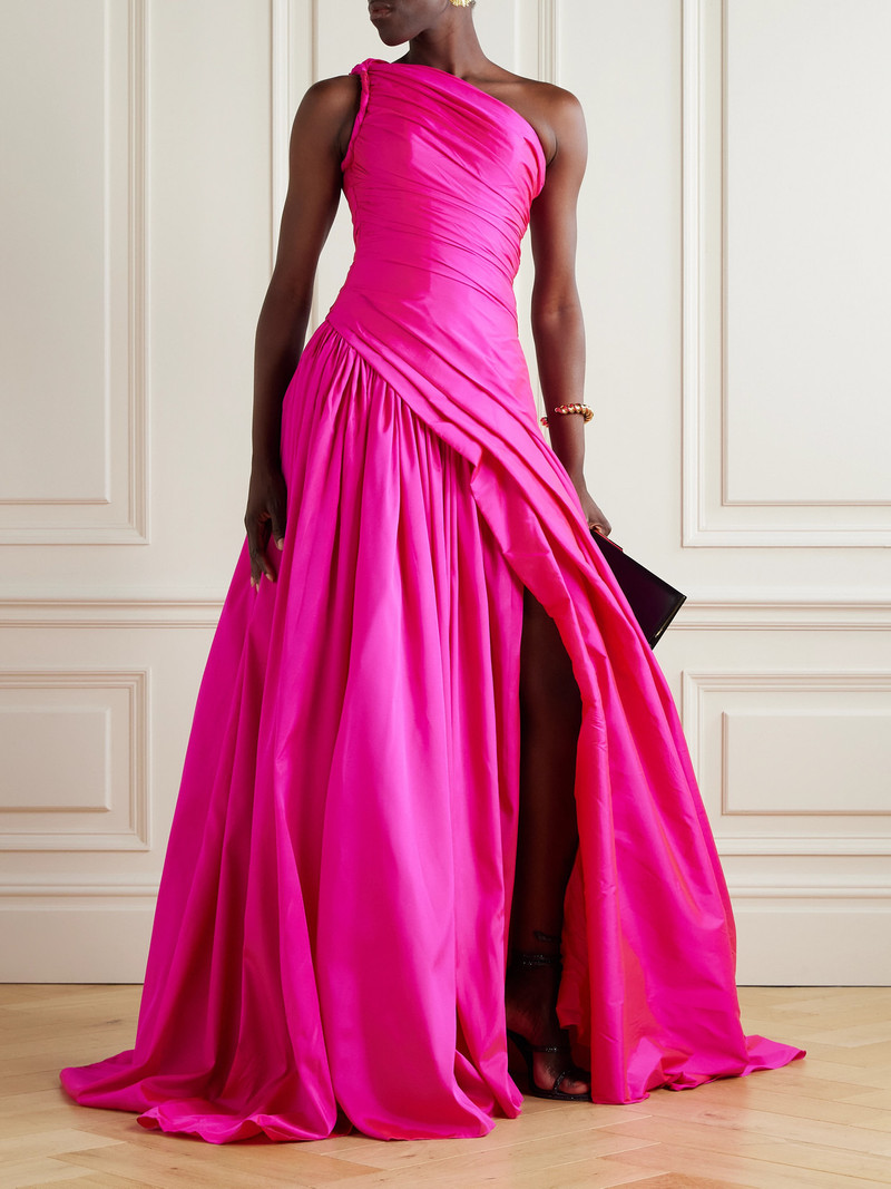 MARMAR HALIM One-shoulder Ruched Pleated Taffeta Gown outlook