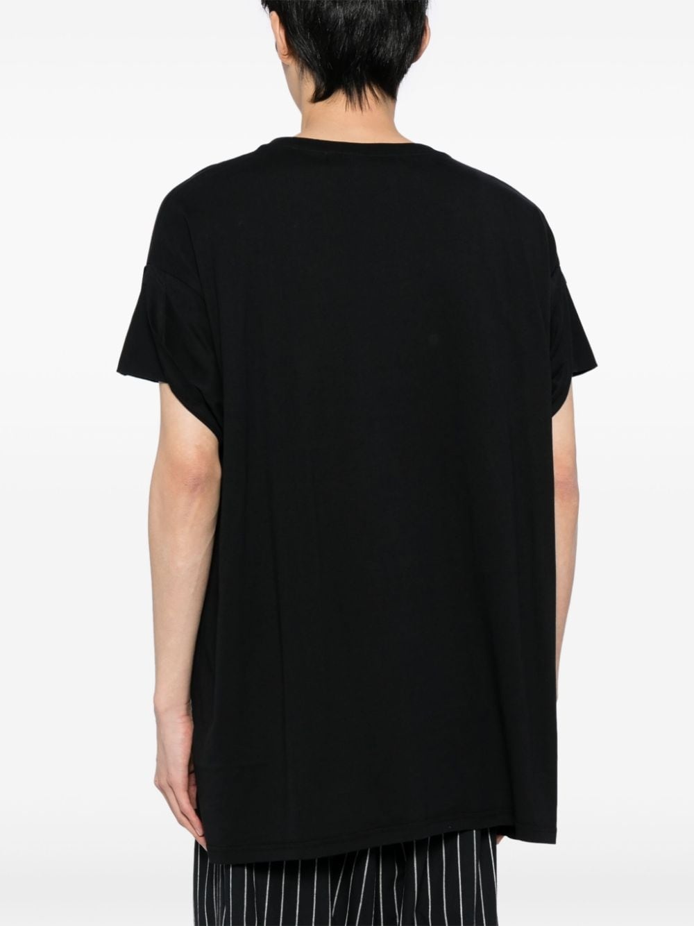 draped-detail cotton T-shirt - 4
